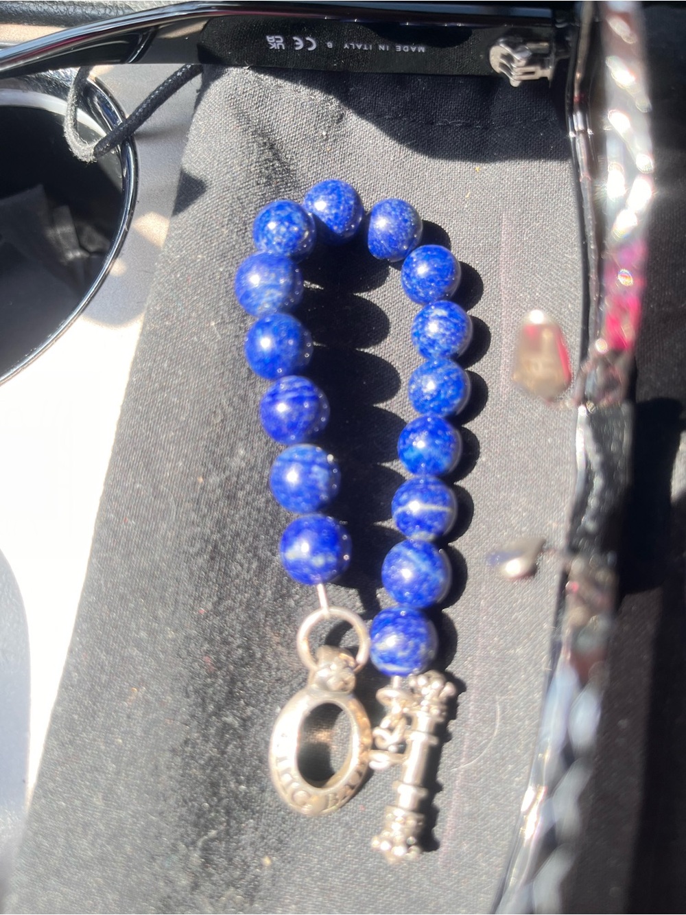 NEW kind baby size 8 Blue Lapis Bead Bracelet with Silver Toggle Closure. Nice!